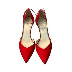 Jessica Simpson Ankle Strap Red Stiletto Dress Pumps Size 8